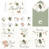 24 Pack Baby Shower Thank You Cards Vintage Green Clothes Note Cards With Envelopes Stickers Sage Green Greeting Blank Card Woodland Personalized Thank You Card For Birthday Baby Shower Party Favors