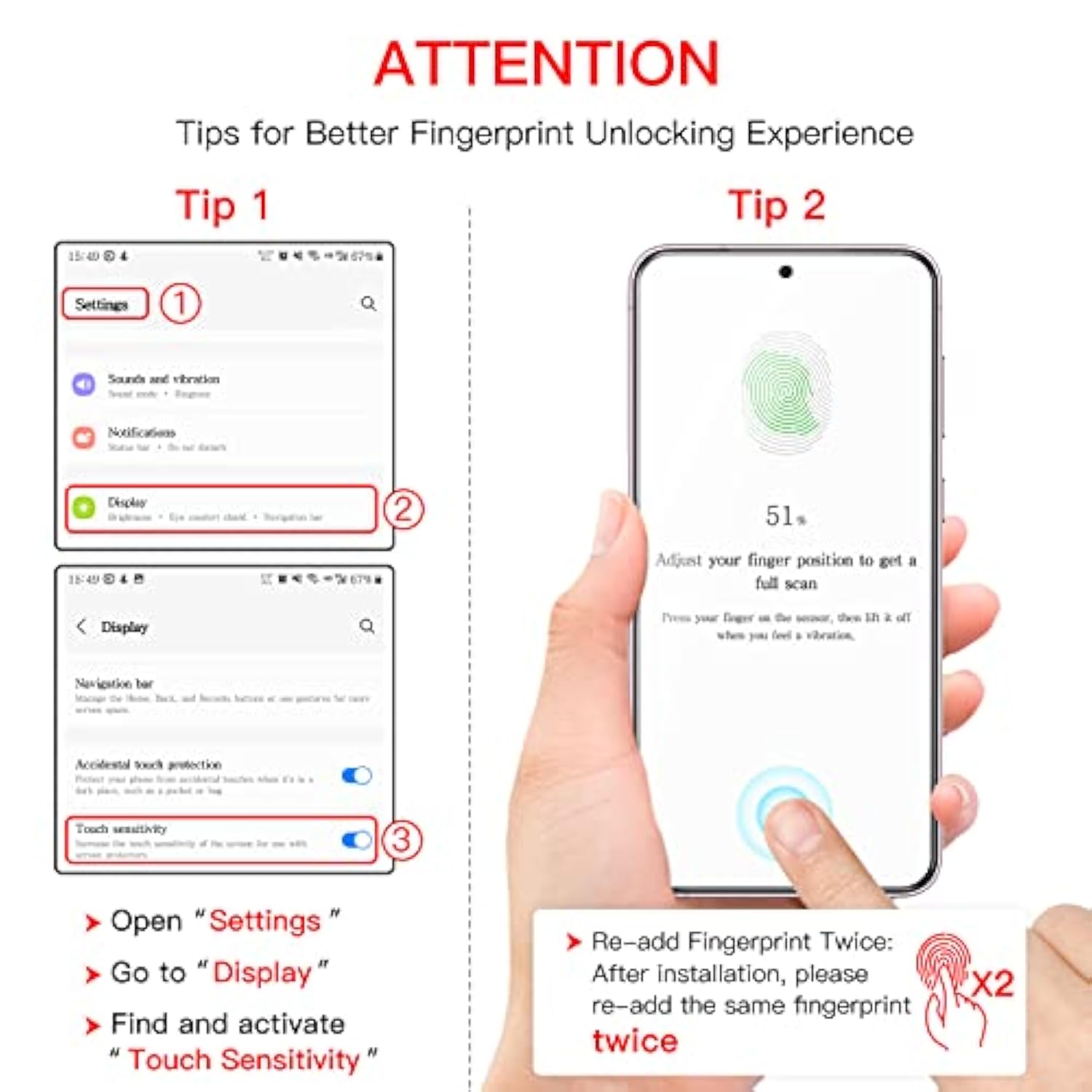 JETech Screen Protector for Samsung Galaxy S23+ / S23 Plus 5G 6.6-Inch with Camera Lens Protector, Tempered Glass Film, Fingerprint ID Compatible, HD Clear, 2-Pack Each