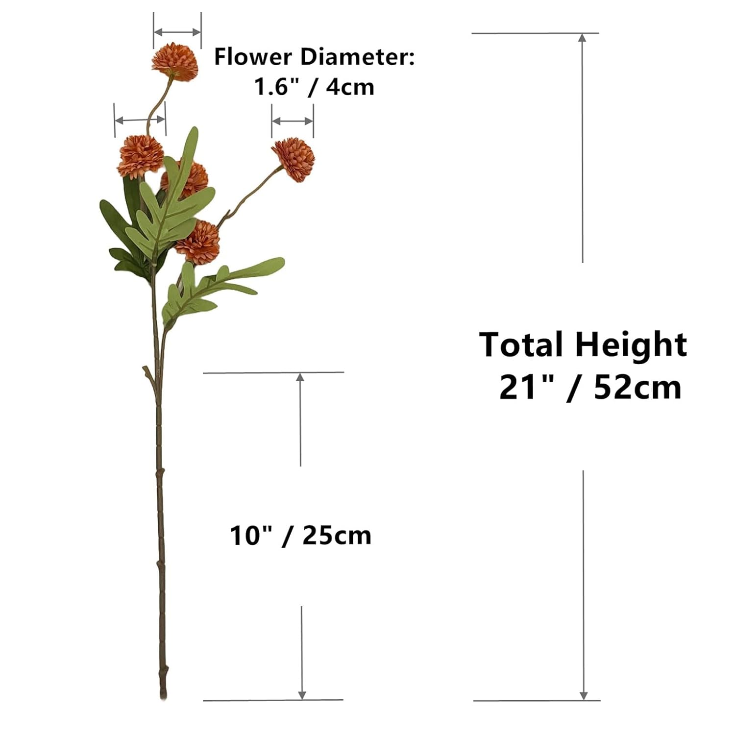 Pompon Mum Artificial Flower, High Quaulity Faux Silk Mini Chrysanthemum With Stems, Bulk Fake Wedding Filler Flowers For Diy Bouquet Centerpieces Arrangements Shower Decorations (6, Orange)