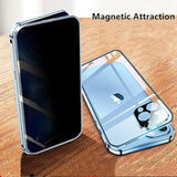 Anti Peeping Case For 13 Pro Max, 360 Degree Protection Cover, Privacy Tempered Glass Anti-Spy Case Cover, Magnetic Adsorption Bumper Metal Frame Case For 13 Pro Max (Gold)
