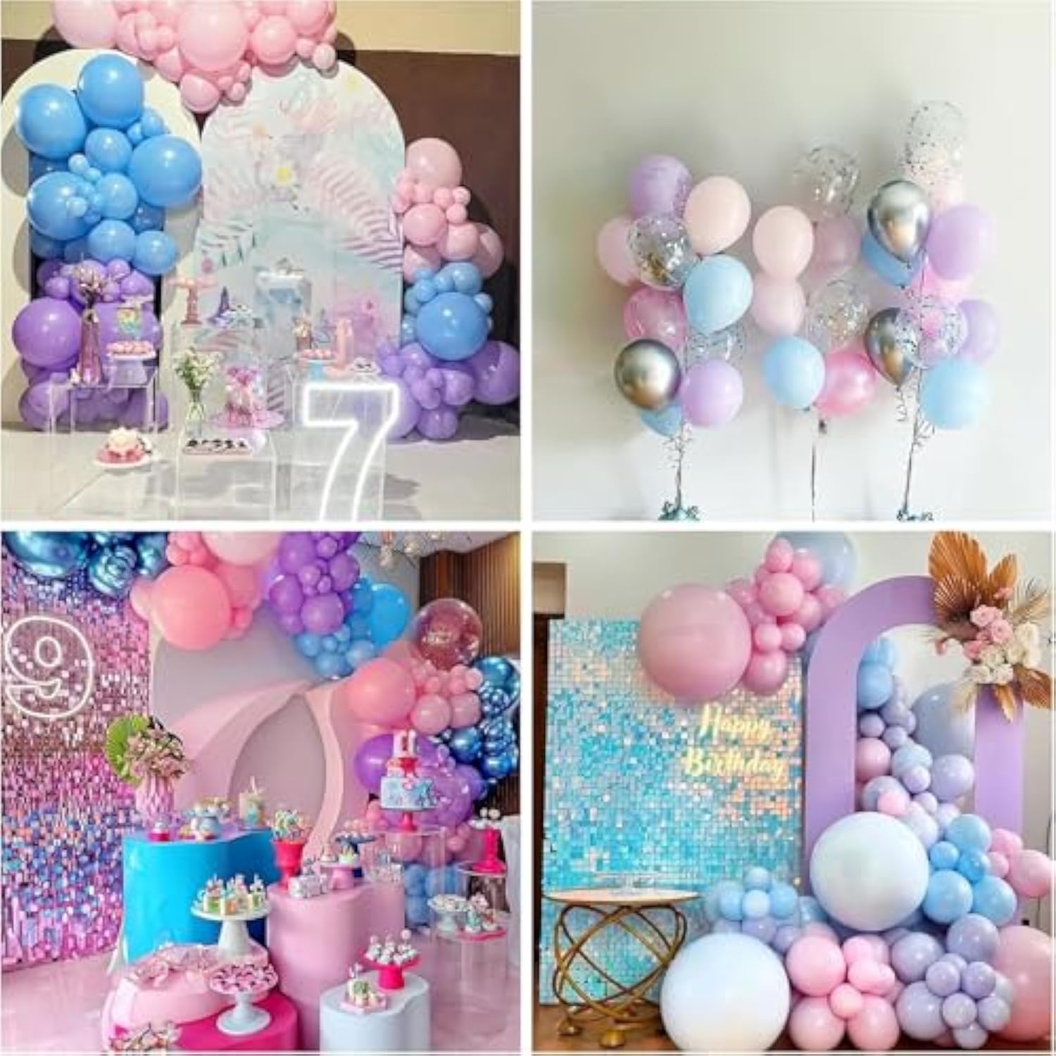 Pink Purple Blue Balloon 60Pcs 12 Inch Metallic Pastel Balloon Iridescent Pearl Pink Blue Purple Party Balloons For Girls Mermaid Snowflake Princess Birthday Baby Shower Party Decoration