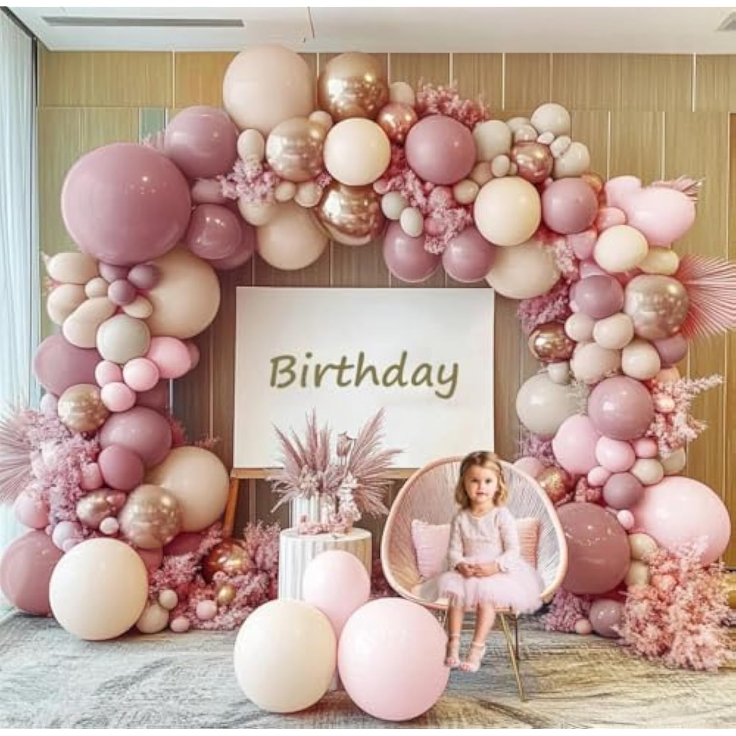 89pcs Dusty Pink & Gold Balloon Garland Kit for Baby Shower  Wedding Decor