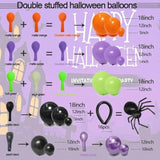 Black, Purple, Orange & Green Balloon Arch - Double Stuffed Garland for Halloween and Parties