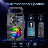 Bluetooth Speaker, Portable Bluetooth Speakers With Subwoofer Wireless Stereo Sound Rich Bass Outdoor Party Speakers Support Remote Control Fm Radio Led Lights