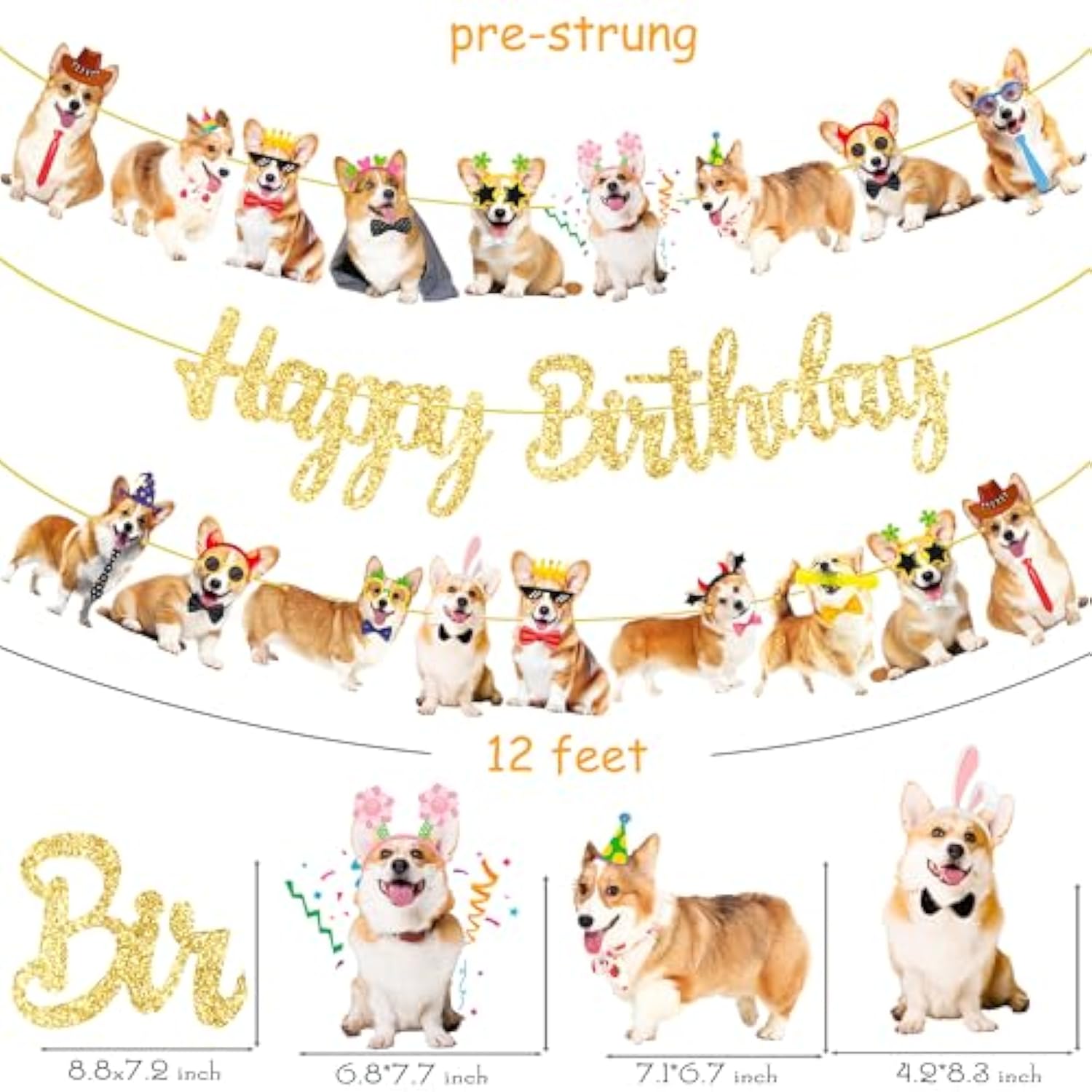 Corgi Birthday Party Banners 3Pcs Corgi Birthday Decorations Dog Banner Dog Party Decorations For Pet Puppy Baby Shower Supplies