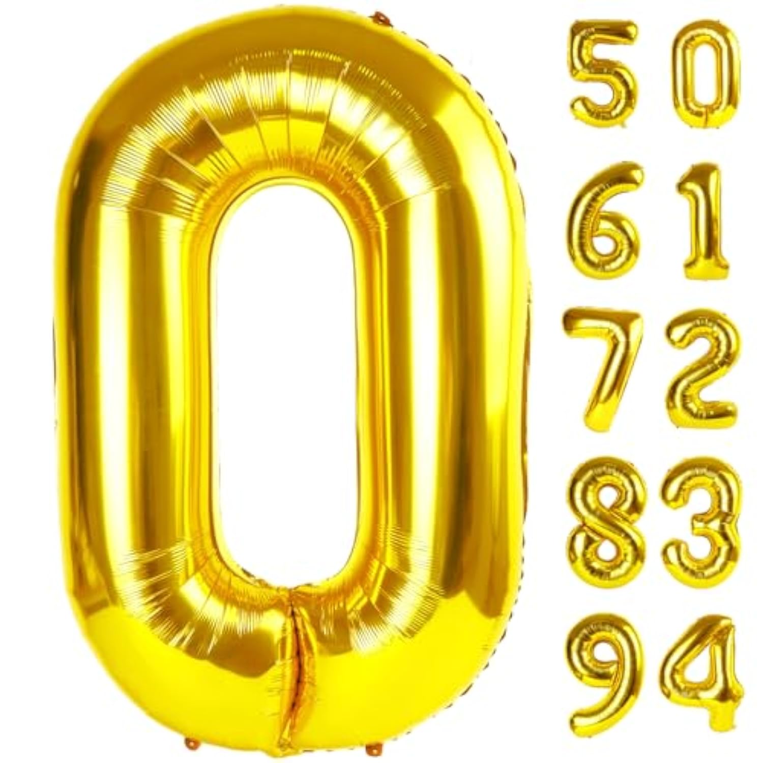 Gold Number Balloon 40 Inch, 0 Number Balloons, 10 20 30 40 50 Numbers Balloon Birthday Decorations, Gold Party Supplies For Women Men