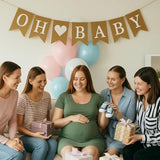Oh Baby Burlap Banner For Baby Shower Decorations And Gender Reveal Party