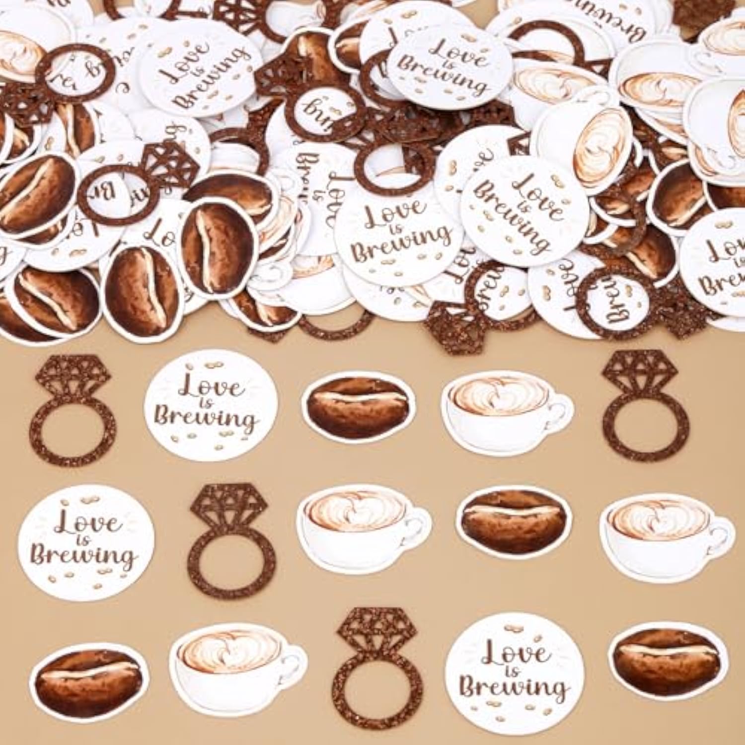 200 Pcs Coffee Confetti Love Is Brewing Bridal Shower Table Decorations