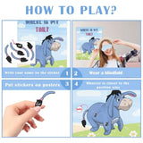 Winnie Party Games Pin The Tail Game, Birthday Party Games Set, Pin The Tail On The Donkey Poster With 20Pcs Tail Stickers, Baby Shower Games Pooh Birthday Supplies Party Decorations