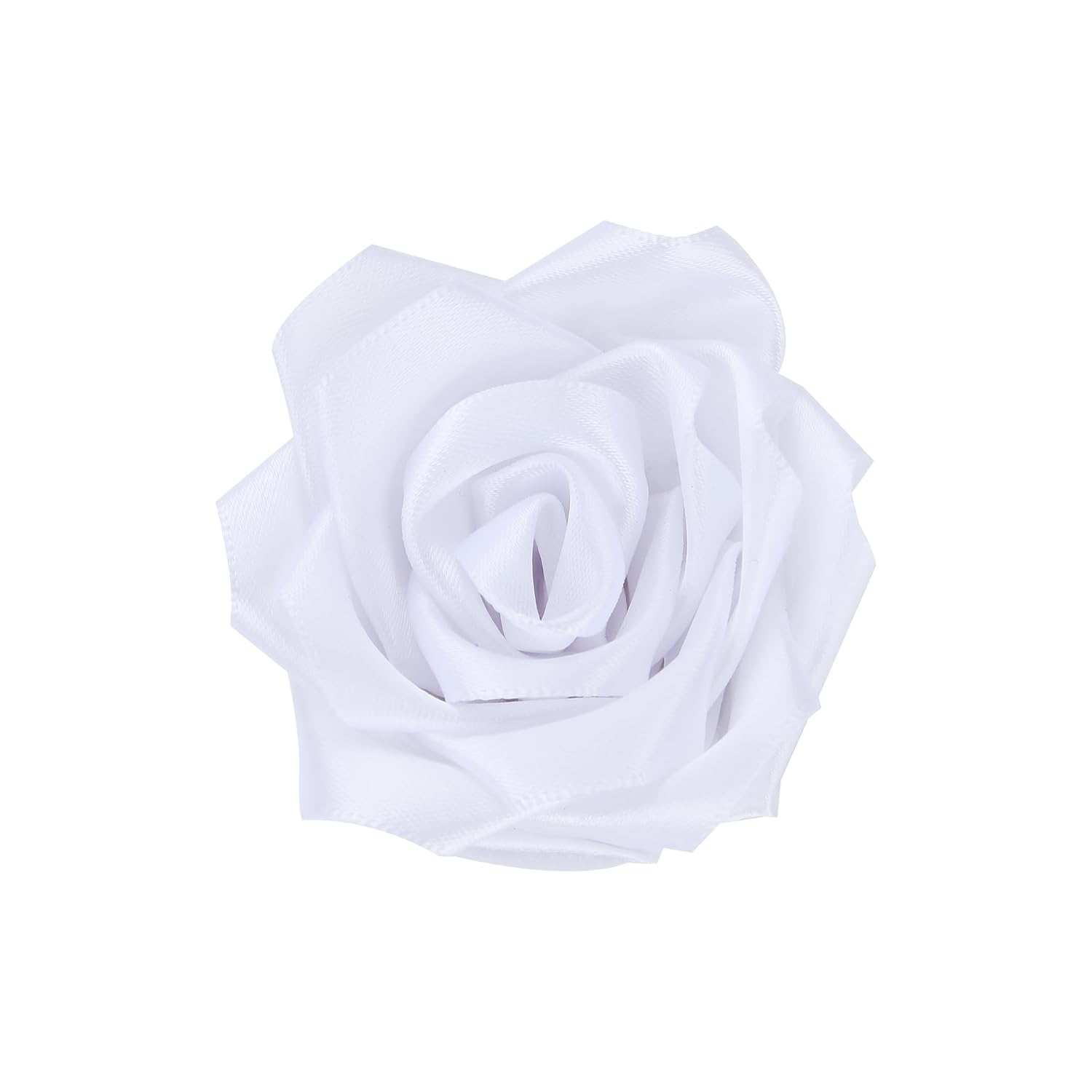 12 Pc Satin Rosas Eternas Heads For Wedding Quinceanera Bouquets, Valentine'S Day Floral Arrangements, Rose Flower Corsages, Headbands, Diy Home Decor, Satin Ribbon Craft Flowers (White)