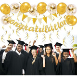 Congratulations Banner Kit - Glitter Congratulation Banner, Triangle Flag Banner, Star Circle Dots Garland, Hanging Swirls, Pre-Assembled Decorations For Graduation, Birthday, Anniversary Party Favors
