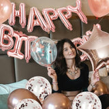 Rose Gold Balloons Happy Birthday Balloons Banner 16 Inch Aluminum Film Letters Balloons For Party Decoration Scene Arrangement Balloon Birthday Event Celebration Decorations