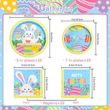 Happy Easter Party Supplies Kit, Easter Rabbit Disposable Dinnerware Includes, Paper Dinner Plates, Dessert Plates and Napkins for Easter party Decorations, Serve 20