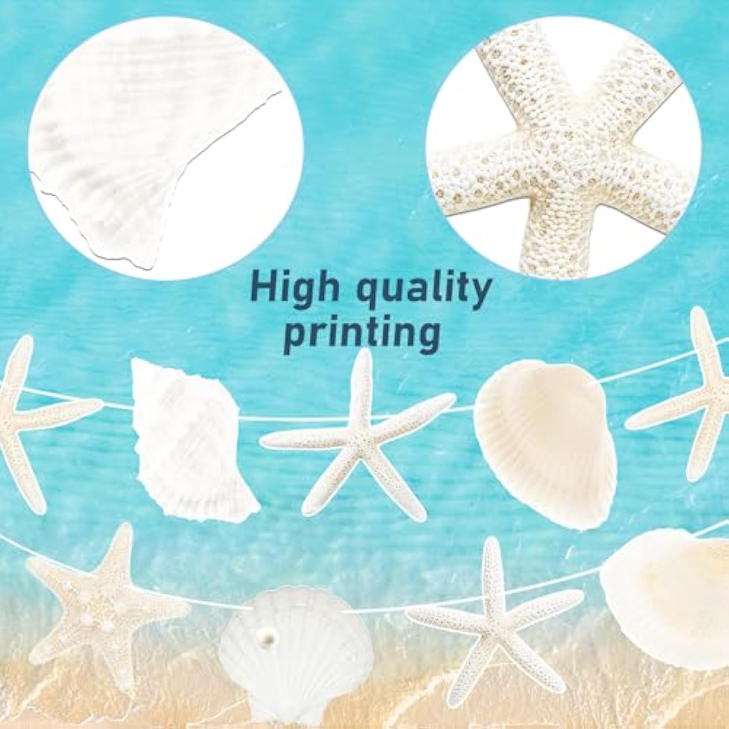 Starfish Seashell Party Banners 3Pcs Ocean Nautical Birthday Hanging Decor