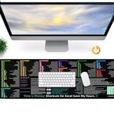 Excel Shortcuts Mouse Pad, 30 X 12 Inch Desk Mat With Cheat Sheet For Efficient Work, Non-Slip Base, Quality Material, Perfect For Office And Home Use