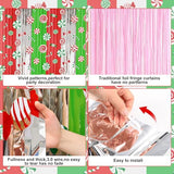 2 Packs Christmas Candy Foil Fringe Curtains 3.3x6.6ft Xmas