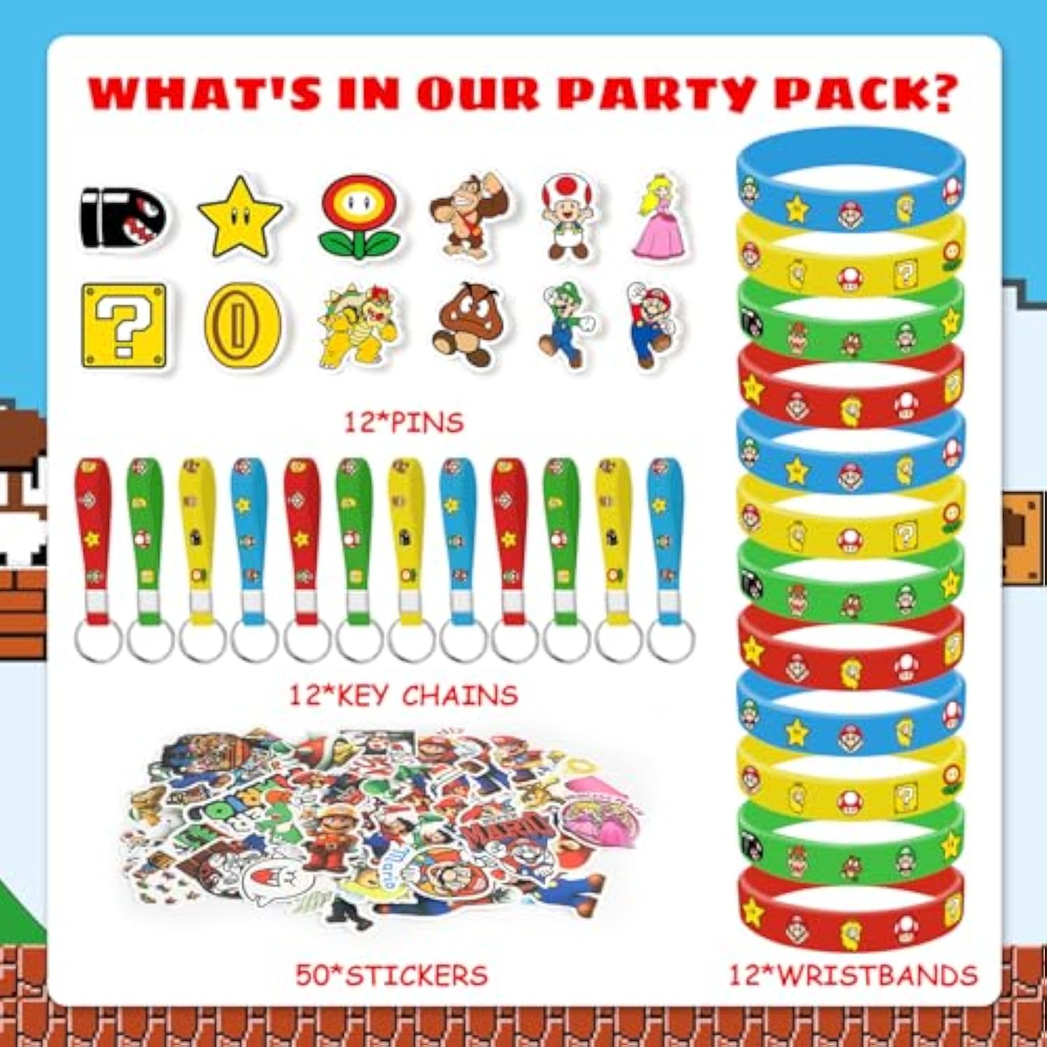 Mario Birthday Party Supplies, 86Pcs Birthday Gifts Set For Mario Theme Party