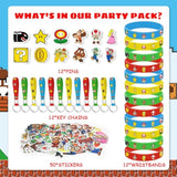 Mario Birthday Party Supplies, 86Pcs Birthday Gifts Set For Mario Theme Party