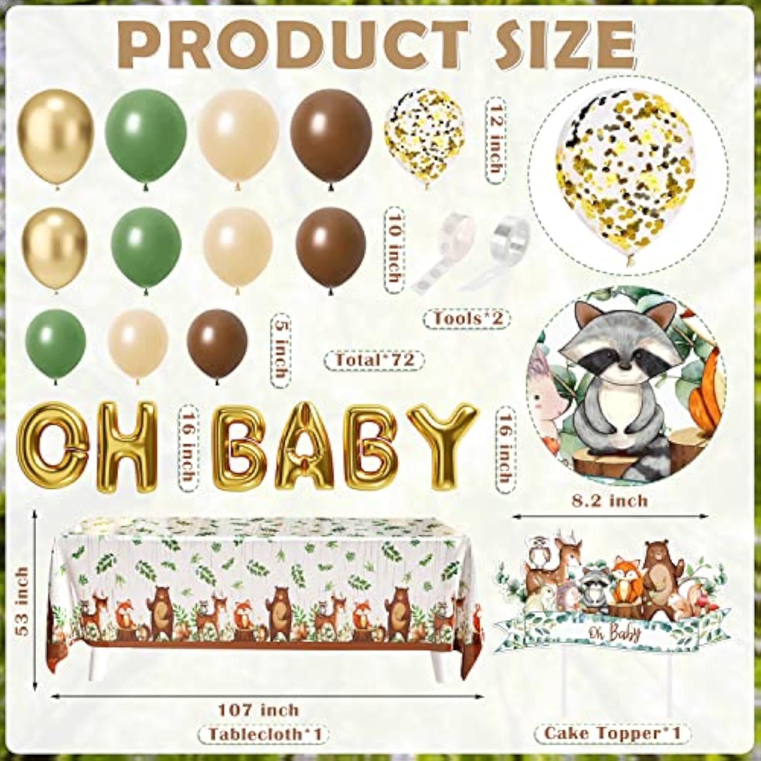 Woodland Animals Baby Shower Decoration Pack Forest Animal Neutral Gen