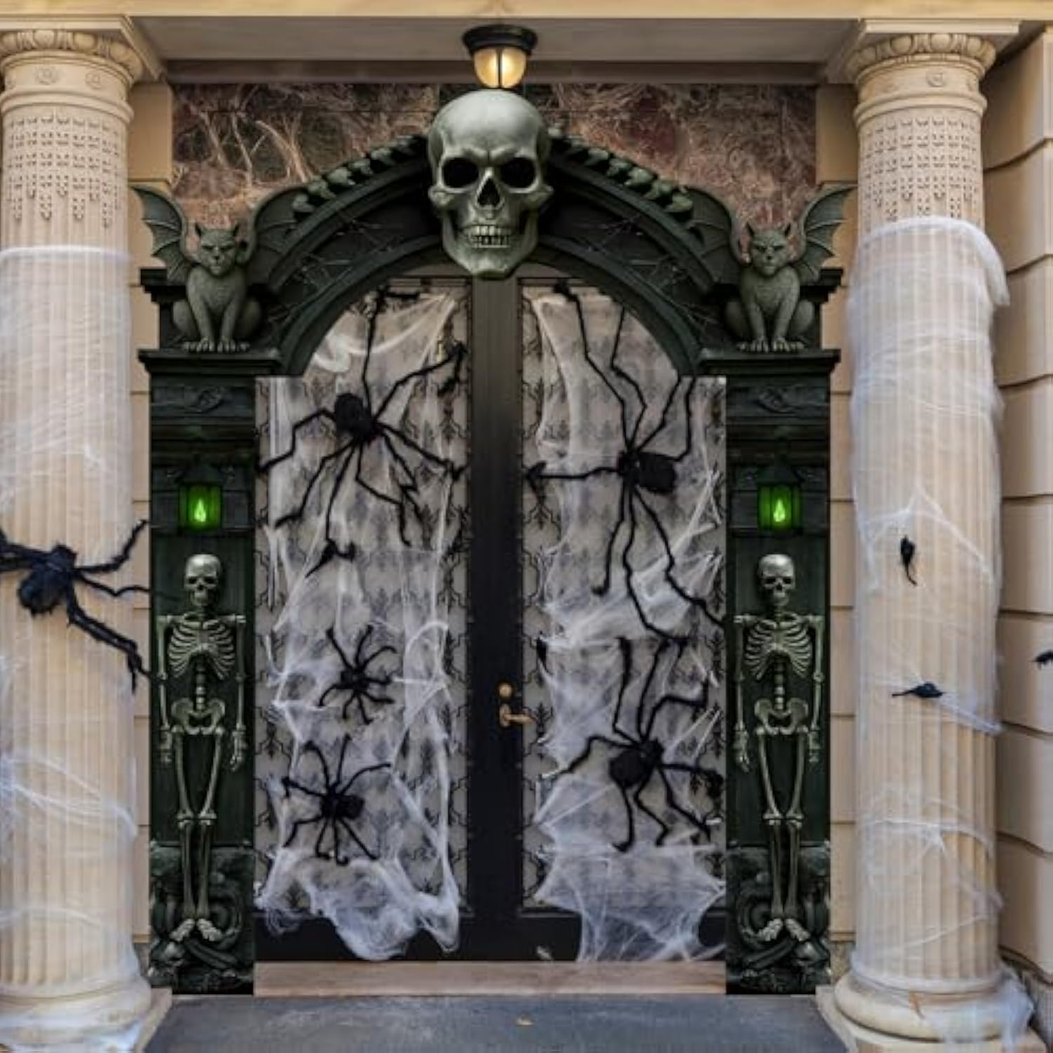 3 Pcs Halloween Cemetery Archway Halloween Skull Cemetery Hanging Banners Gothic Outdoor Banners Sign Banner Spooky Pillar Sign Decorations For Outdoor Party Supplies