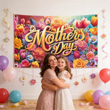 Happy Mother's Day Banner Floral Mothers Day Party Decorations Backdrop for Women Best Mom Party Background for Photography Supplies (Pastel, 70.8 x 43.3 Inch)