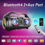 Bluetooth Speaker, 30W Portable Bluetooth Boombox With Subwoofer, Fm Radio, Rgb Colorful Lights, Eq, Stereo Sound, Booming Bass, 10H Playtime Wireless Party Speaker For Home, Outdoor, Travel, Camping