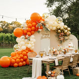 150 Pcs Orange Ivory Gold Balloon Arch Kit Confetti Garland Fall Party Decor