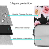 MOSISO Laptop Shoulder Bag Compatible with MacBook Air 15 inch M3 M2/Pro 16 M4 M3 M2 M1 2025-2019, 15-15.6 inch Notebook, Lisianthus Flower Briefcase Sleeve with Belt, Black
