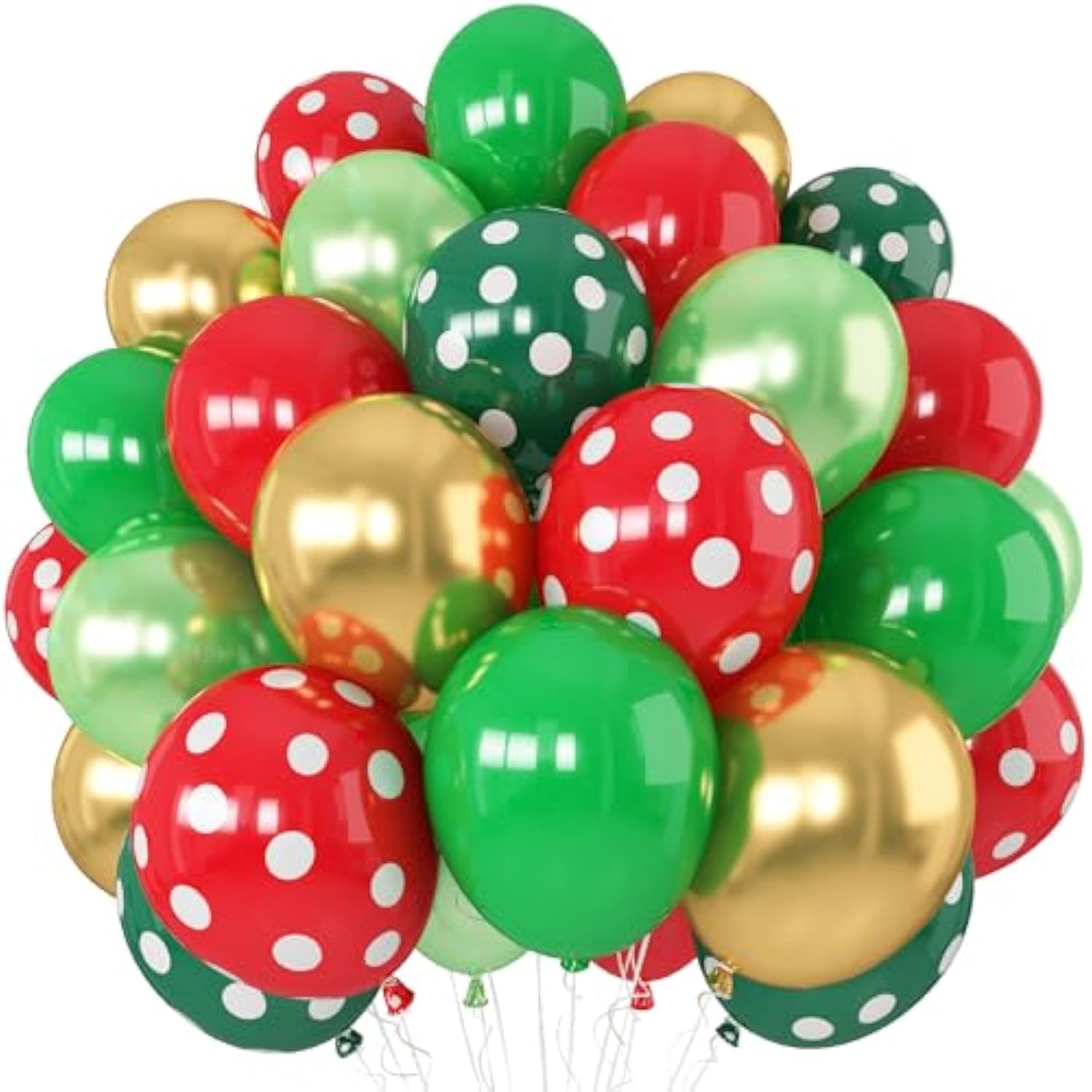 55 Pc Red Green Gold Christmas Latex Balloons Polka Dot Party Decoration