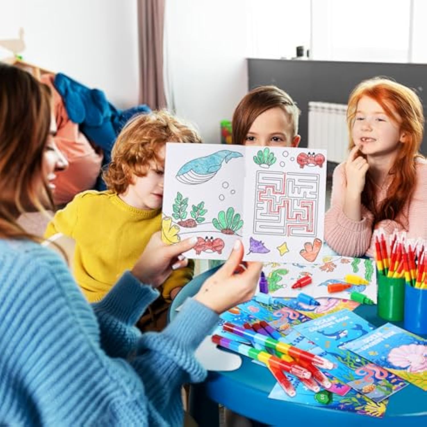 12 Under The Sea Mini Coloring Books Kids With 12 Stacking Crayons Ocean Animals Party Favors Small Activity Books Bulk For Kids Fish Birthday Party Gift Goodie Bag Stuffers