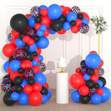 Red Blue Black Balloon Garland Arch Kit, 113 Pcs Royal Blue Red Black