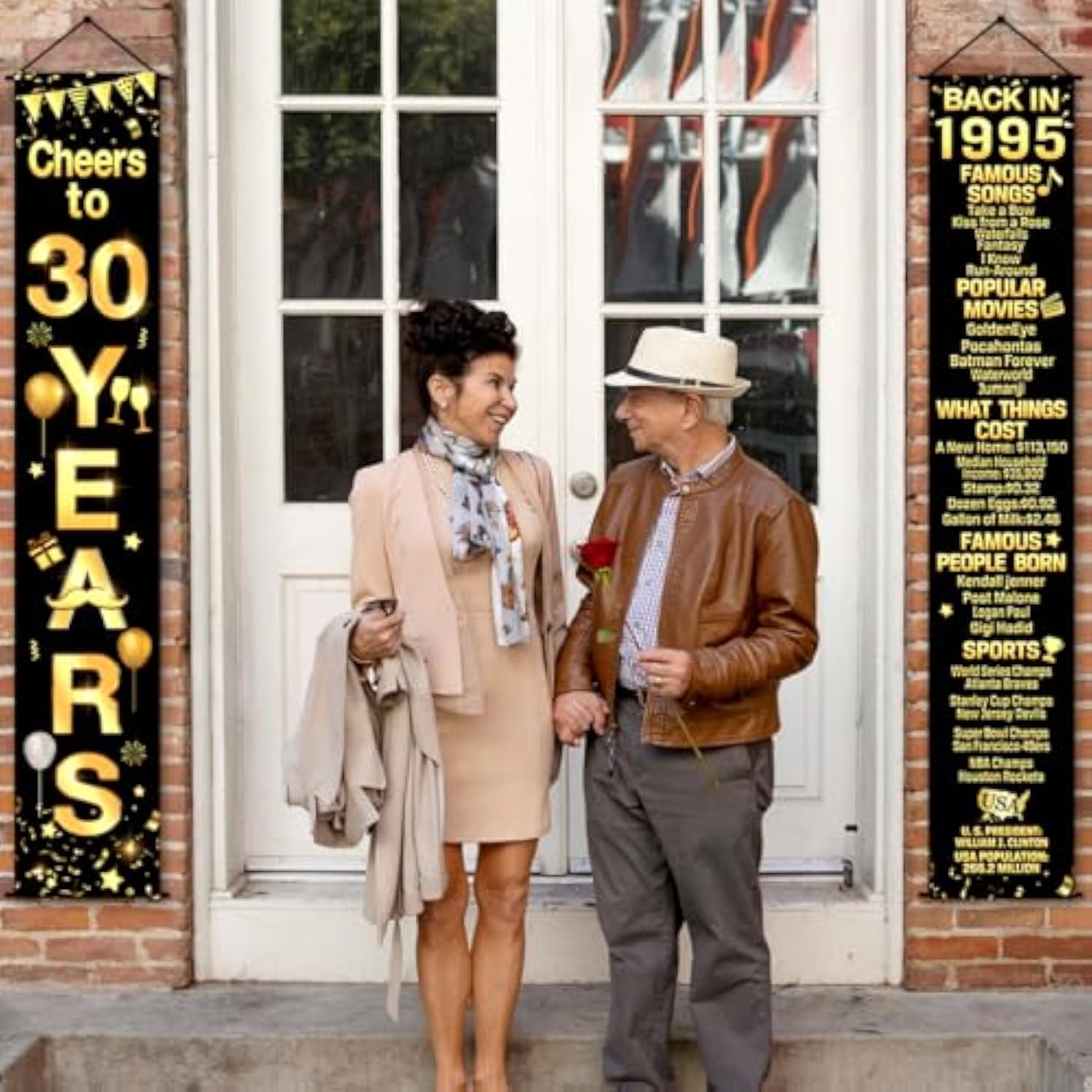 30th Birthday & Anniversary Decorations, Cheers to 30 Years Banner & Porch Sign