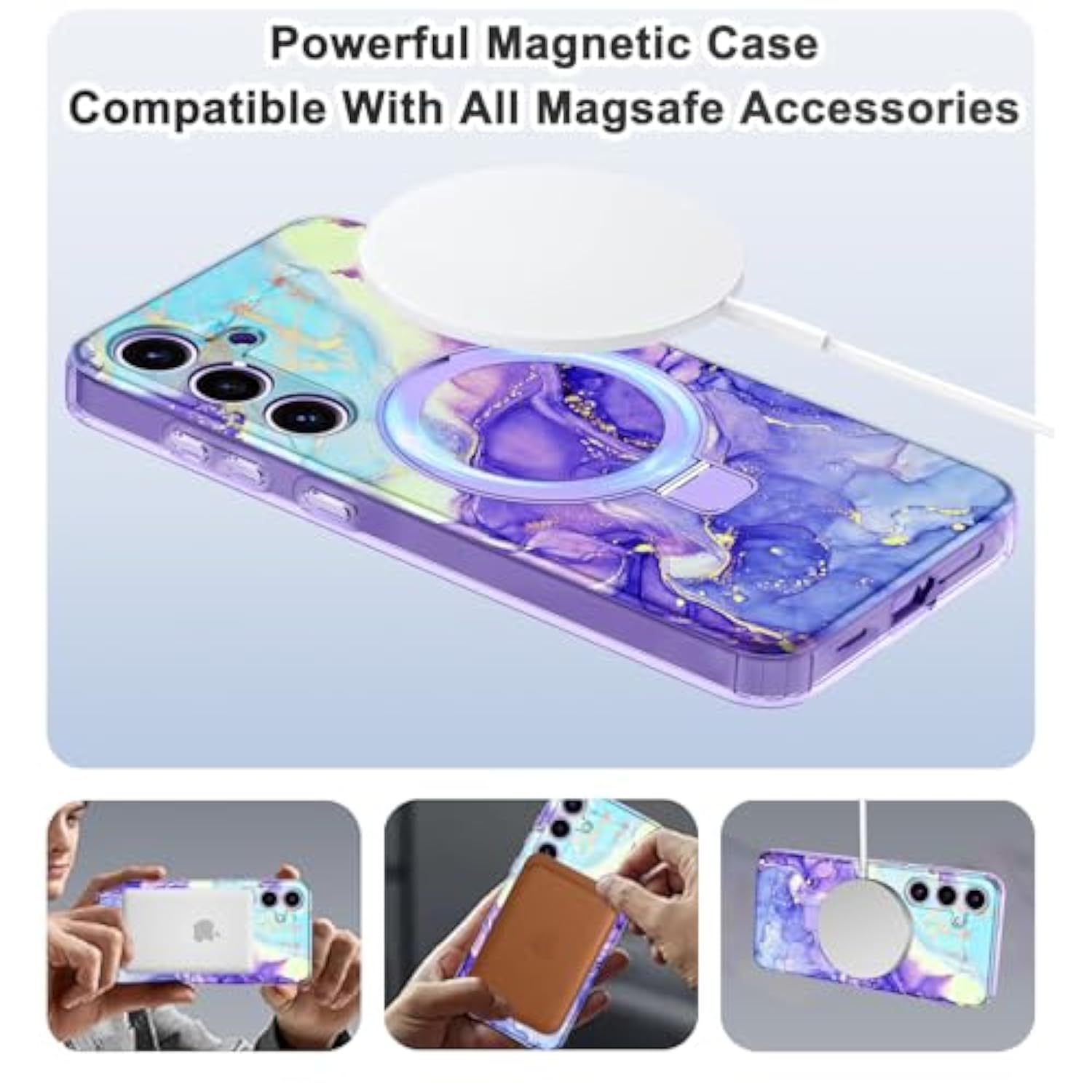 Samsung Galaxy S25 Plus Case with Magnetic Ring Stand, MagSafe, Shockproof, Violet