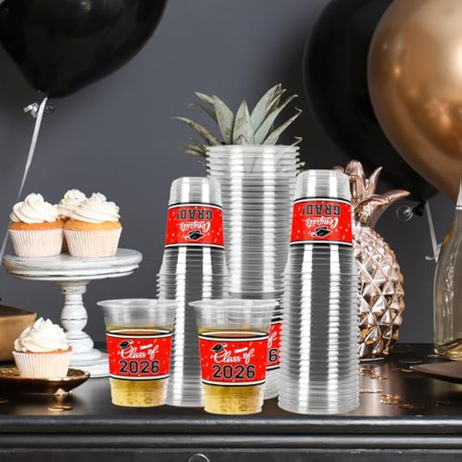 Class Of 2026 Celebration - 100 Pcs 16Oz Red Graduation Plastic Cups For Sturdy & Durable Drinkware For Grad Festivities | Essential Graduation Party Supplies & Decorations
