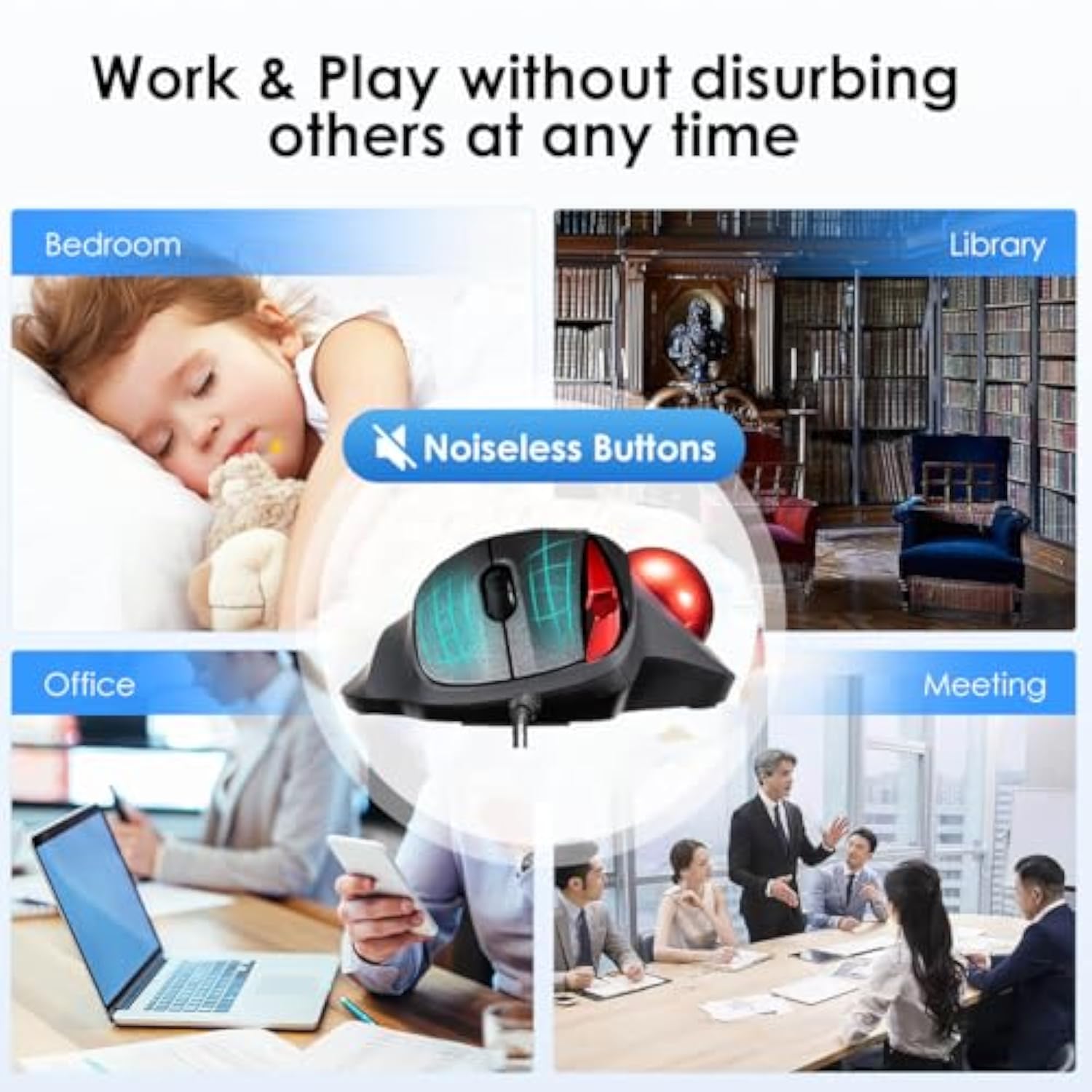 Sanwa Wired Ergonomic Trackball Mouse, Optical Rollerball Mice, Programmable S