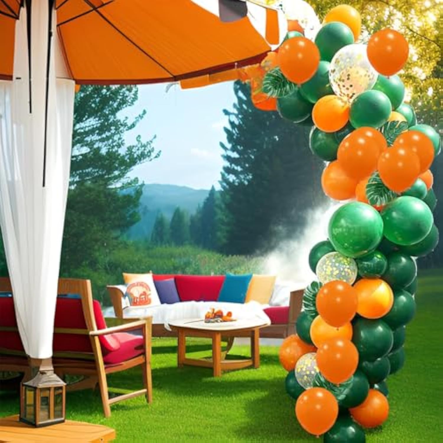 12Inch Green Orange Balloons With Green Orange Confetti Balloons Perfect For Party Decorations,Pack Of 50