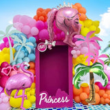 Hot Pink Blue Yellow Orange Balloon Garland Kit Crown Princess Palm Tree Summer Sunglasses Tropical Balloons Arch For Doll Theme Pool Party Decoration Girl Birthday Baby Shower Bachelorette Supplies