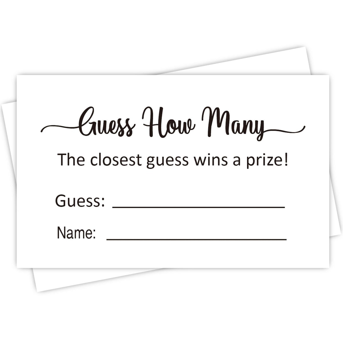 Guess How Many Game Cards, (50 Cards) Baby Shower Game Cards (Minimalist) 3.5" X 2"
