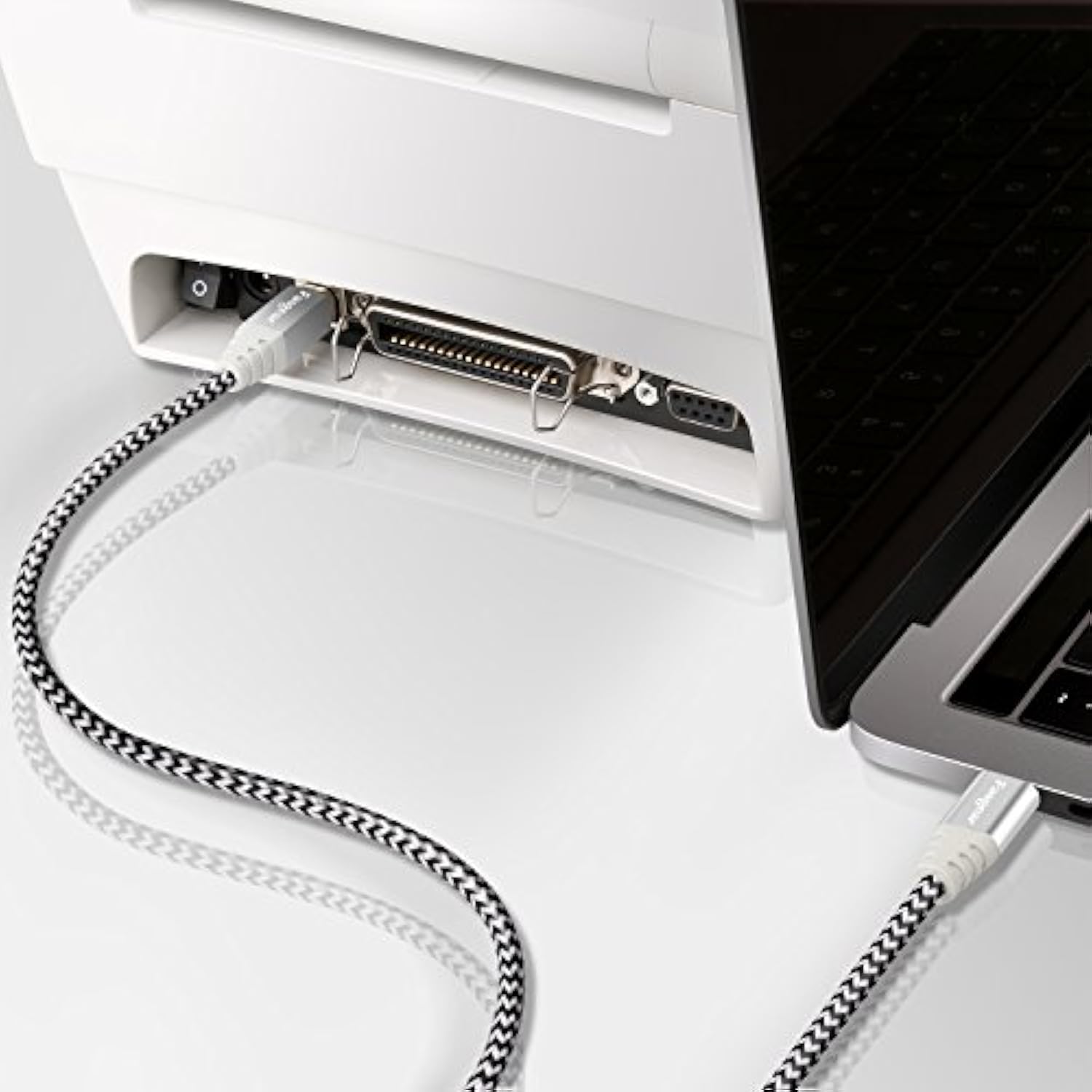 6Ft Usb C To Usb B Cable Nylon Braided Printer Scanner Cord With Metal Connector Compatible With Macbook Pro, Aio, Brother, Hp, Canon, Samsung Printers, And More (1.8M, Gray)