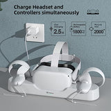 Charging Dock Compatible For Quest 2, Vr Controller And Headset Charge Simultaneously, [Updated Support Elite Strap With Battery] (With 2 Rechargeable Batteries)