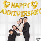 Gold Anniversary Balloons - 18 Inch Heart Foil | Happy Anniversary Banner