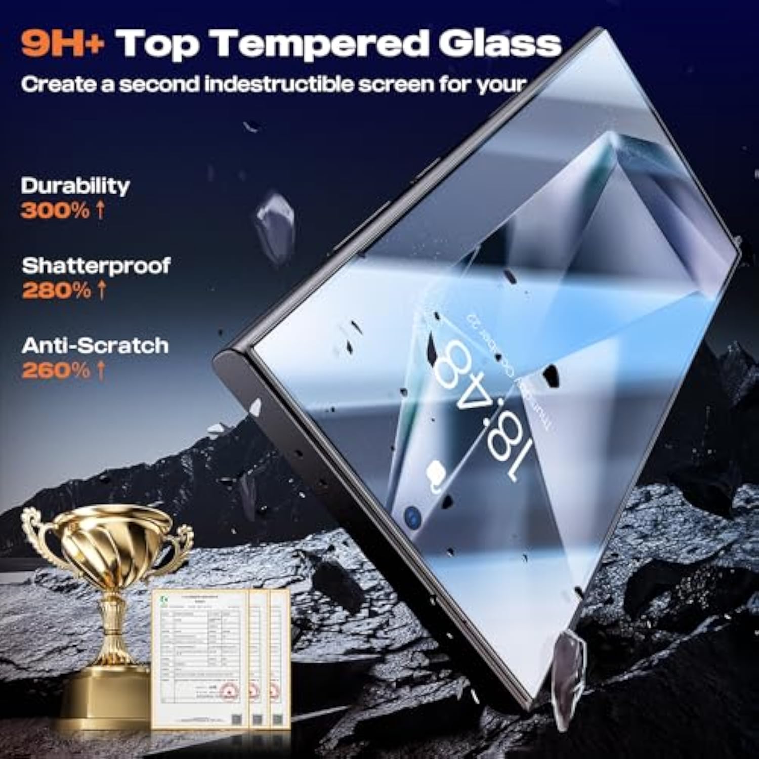 For Samsung Galaxy S24 Ultra Screen Protector [9H+ Tempered Glass] [Auto Dust-Remove ? Zero Bubble] [Sensitive Fingerprint Unlock] Diamond 8K Hd 10X Durable Film 6.8 Inch- 2 Pack