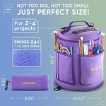 Knitting Bag Yarn Storage - Mother'S Day Gift - Puprle Durable Canvas Yarn Bag For Crochet Accessories - Yarn Organizer Crochet Bag With Knitting Accessories Case