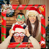 Christmas Photo Booth Props And Glasses - 6 Pcs Glitter Frames For Winter Xmas Holiday Activities, New Year Party Favors, Supplies, Games - One Size Fits All