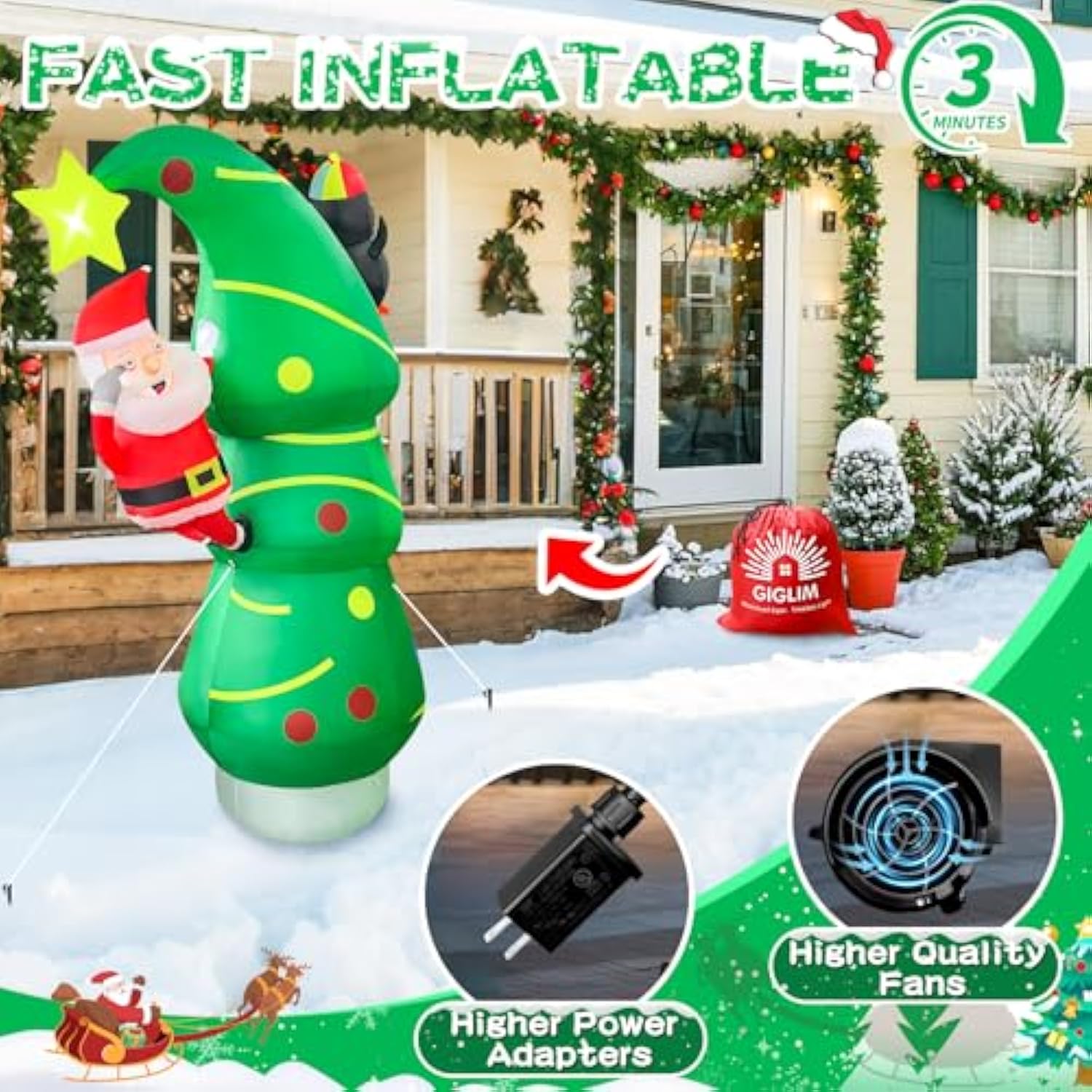 2025 Inflatables Christmas Tree 7Ft Christmas Tree Inflatable Outdoor Decor Combined With Santa Penguin Xmas Tree Blow U