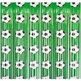 2 Pack Soccer Fringe Curtains, 3.3x6.6ft Green Backdrop with Soccer Ball Prints, World Cup Party Decorations, Photo Booth, Watch Party, Birthday, Team Spirit, Sports Theme Decor, Door Wall Streamers