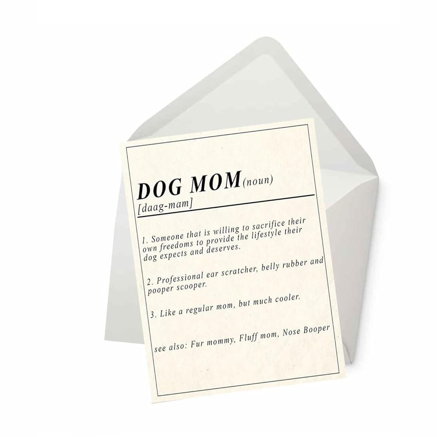 Dog Mom Definition Card, Best Dog Mom Card, Dog Mom Birthday Card From Dog, Card For Dog Mom, Mothers Day Cards From Dogs, Dog Mom Greeting Card, Card With Envelope (5X7”)