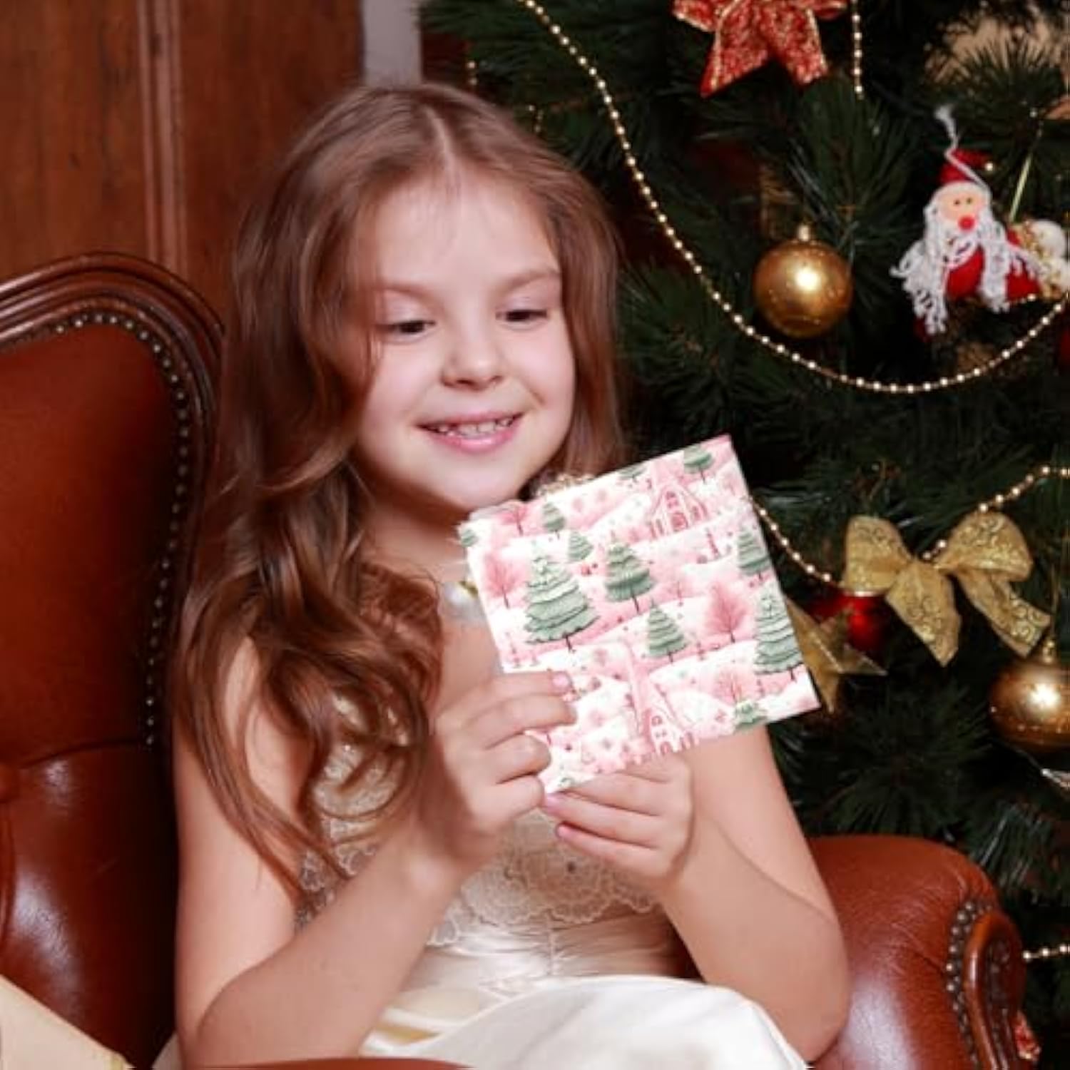 Pink Christmas Tree Napkins-40Pcs Disposable Paper Napkins Holly Merry Christmas Cocktail Napkins For Winter Xmas Party Decorations