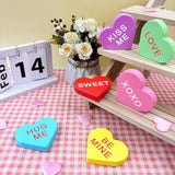 Valentines Day Conversation Hearts Decorations For Home Table, 6 Pcs Wooden Candy Heart Shaped Signs Decor For Office Tiered Tray Mantel Shelf, Valentines Gifts For Him Her Anniversary Party