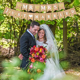 2 Pieces Mr And Mrs Banner Just Married Banner Bridal Shower Rustic Bunting Garland For Wedding Party